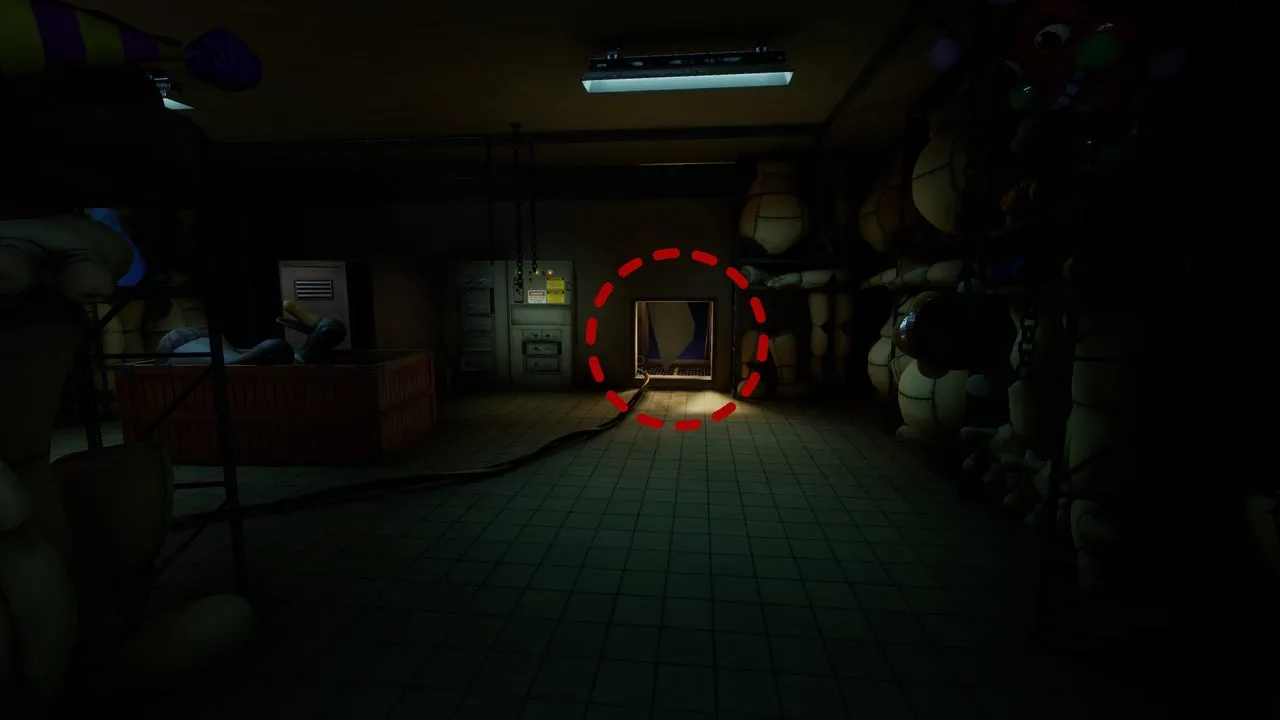 Fan vent used to escape the Doll Hospital storage room