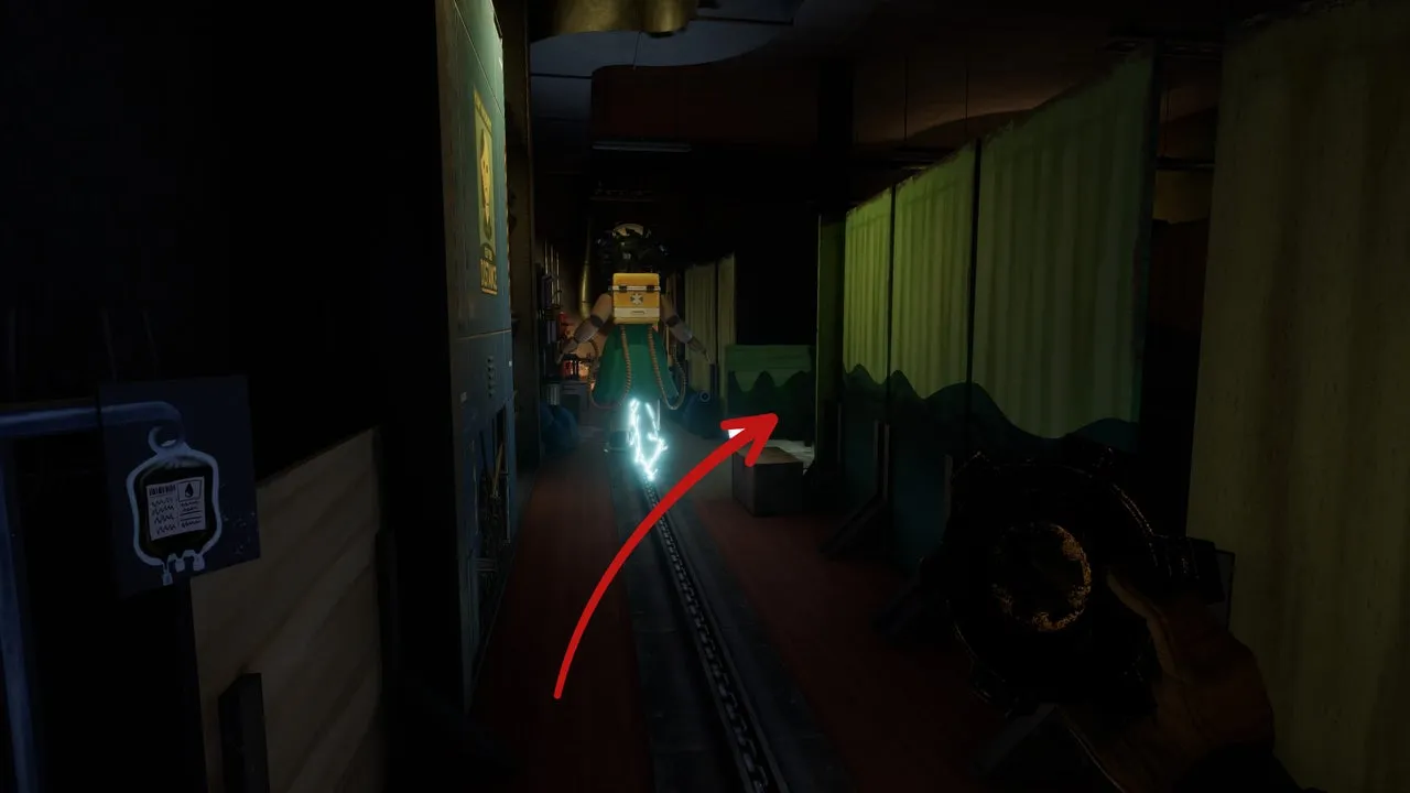 Safe waiting position beside Nurse Dollie's circular track