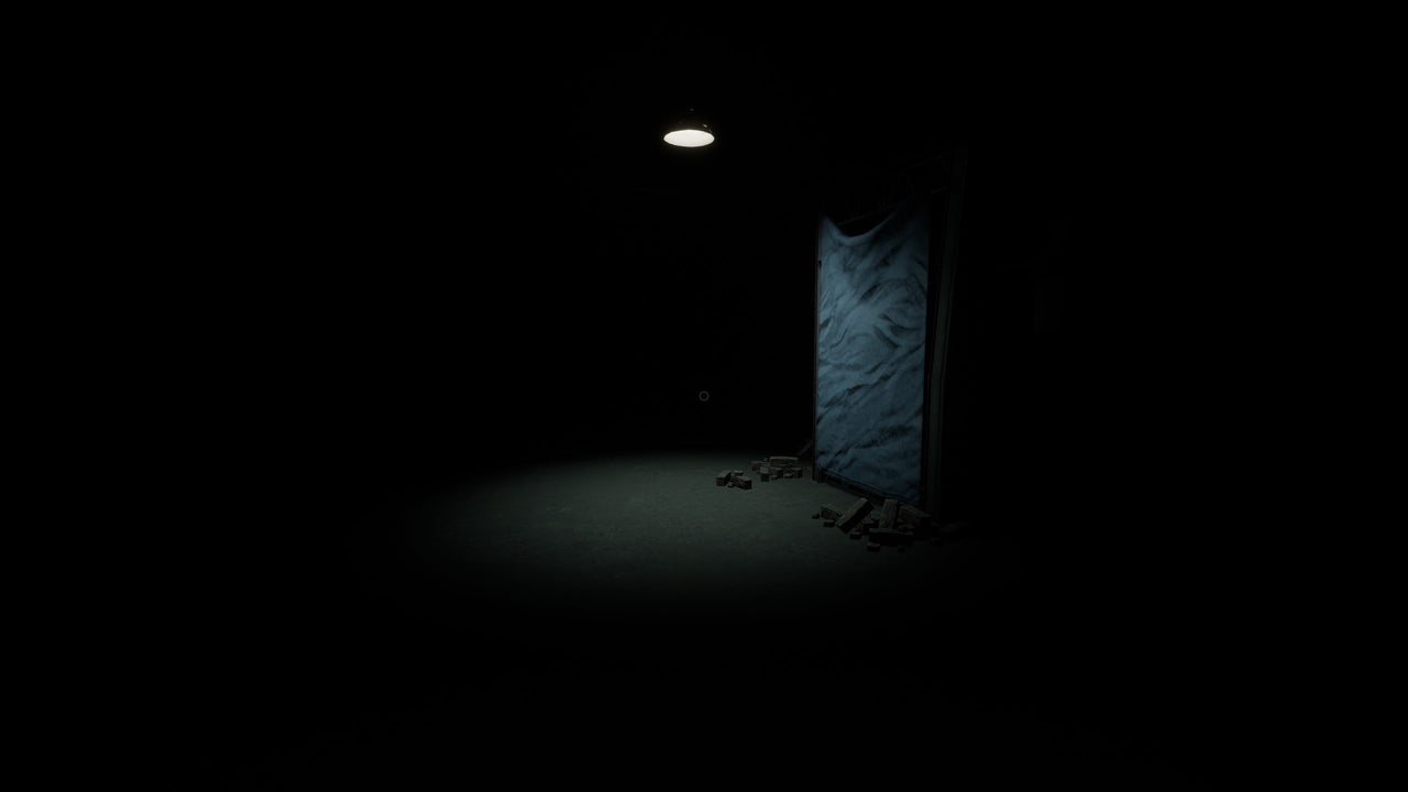 First lever room with a single active ceiling light